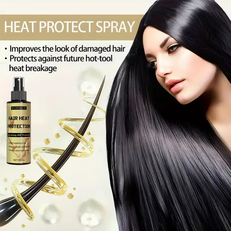 Hair Heat Protection Spray, Long-Lasting Protection up to 450 Degrees, Deeply Moisturizes Hair, Making It Soft and Smooth.