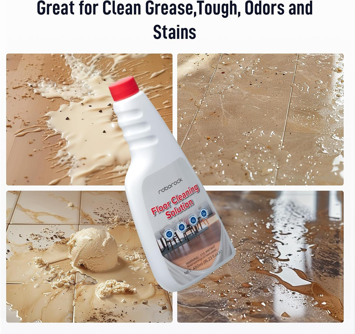 Official Floor Cleaning Solution, Floor Cleaner for Hardwood Tile Hardfloor, Compatible Robot Vacuums with Mopping and Wet Dry Vacuum, 16.2 FL OZ, Dilution Ratio 1:200