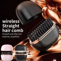 Travel Mini Wireless Hair Straightener Cordless USB Charging Compact Ceramic Low Damage Fast Heat Portable Flat Iron Comb Styler One Handed Touch U.S for Travel Daily Styling