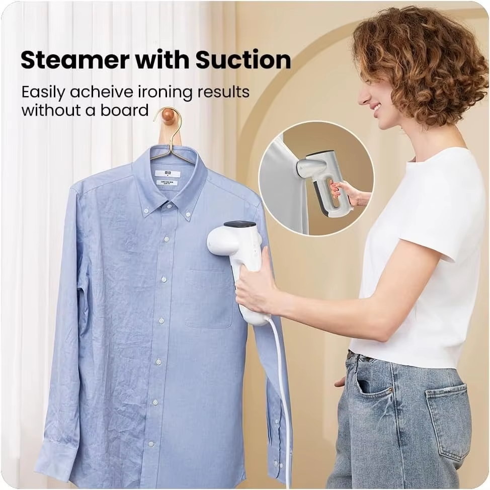 Vacuum Steamer, Handheld Travel Garment Steamer for Clothes, 2300Pa Suction for Clothes Grips, Steamer Iron 2 in 1