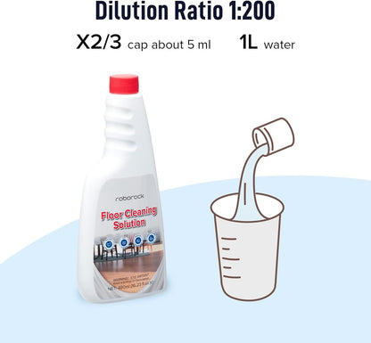 Official Floor Cleaning Solution, Floor Cleaner for Hardwood Tile Hardfloor, Compatible Robot Vacuums with Mopping and Wet Dry Vacuum, 16.2 FL OZ, Dilution Ratio 1:200