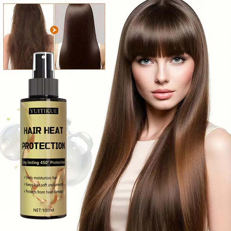 Hair Heat Protection Spray, Long-Lasting Protection up to 450 Degrees, Deeply Moisturizes Hair, Making It Soft and Smooth.