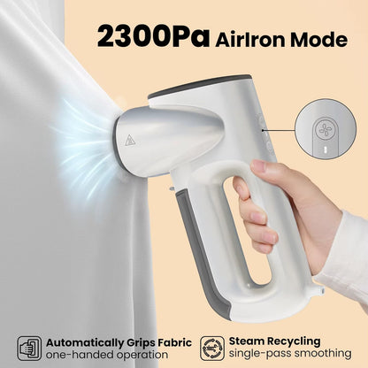 Vacuum Steamer, Handheld Travel Garment Steamer for Clothes, 2300Pa Suction for Clothes Grips, Steamer Iron 2 in 1